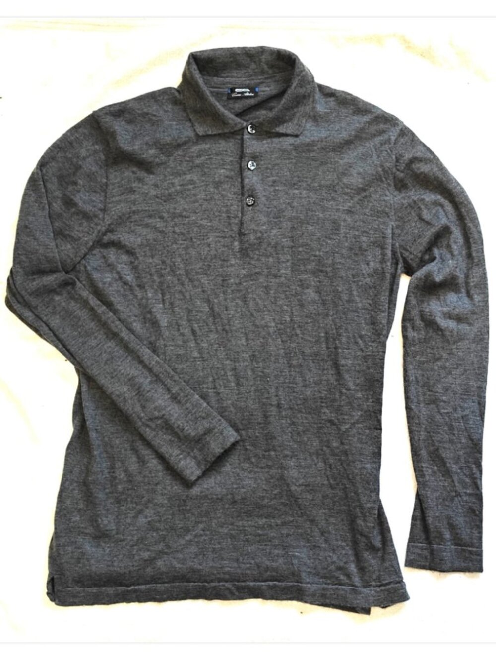 $2185 Cesare Attolini 100% Cashmere Long Sleeve Polo Sweater Gray Size 54